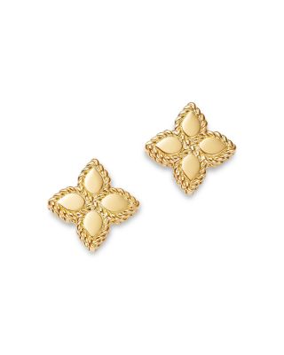 18K Yellow Gold Princess Flower Small Stud Earrings