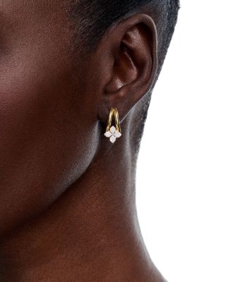 18K White & Yellow Gold Love in Verona Diamond Pav&eacute; Flower Hoop Earrings