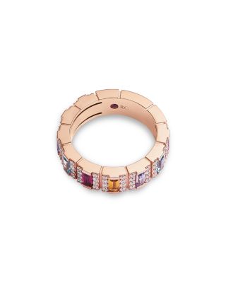 18K Rose Gold Obelisco Multi Stone & Diamond Band