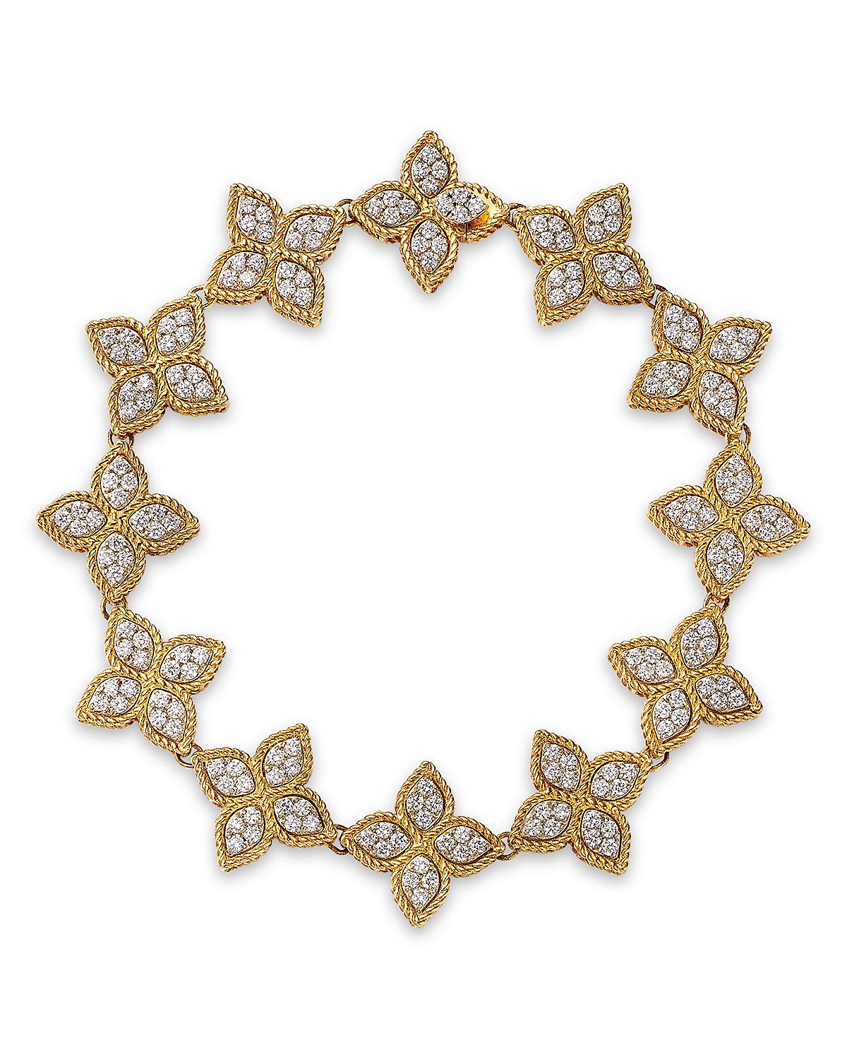 Roberto Coin 18K White & Yellow Gold Princess Flower Diamond Link Bracelet