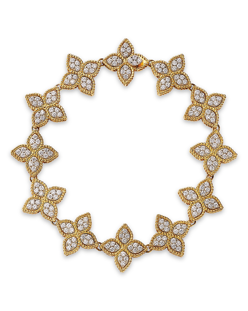 Roberto Coin 18K White & Yellow Gold Princess Flower Diamond Link Bracelet