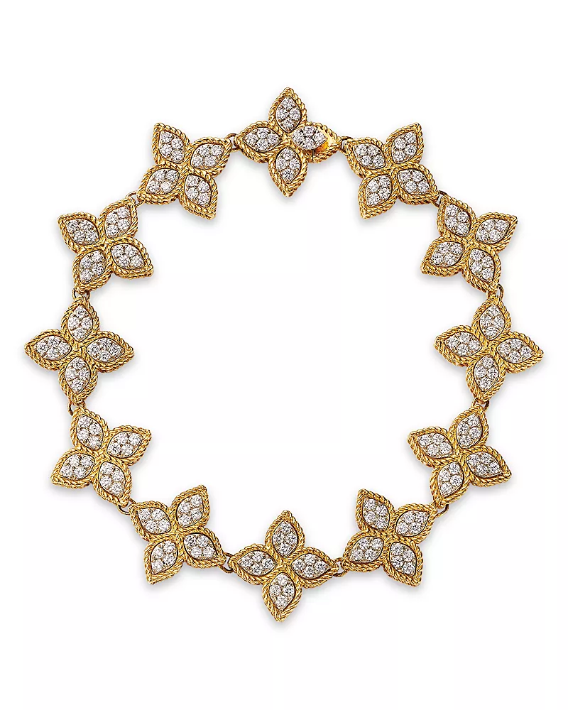 Roberto Coin 18K White & Yellow Gold Princess Flower Diamond Link Bracelet