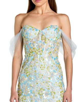  Off The Shoulder Sweetheart Neck Column Gown