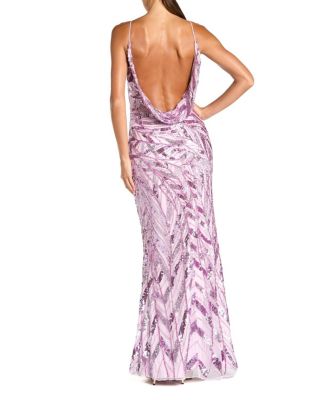  Sleeveless Cowl Back Embellished Gown