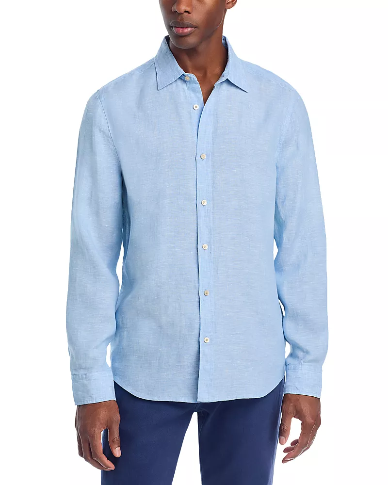 The Men's Store at Bloomingdale's Yarn-Dyed Standard Fit Linen Shirt in Chambray - Exclusive