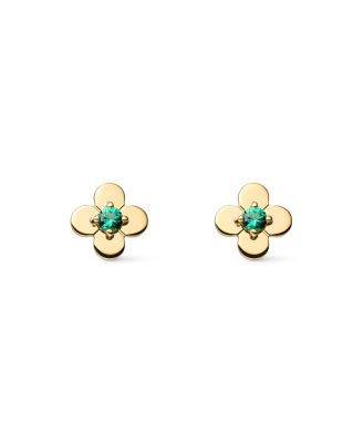 Solid Yellow Gold Mini Flower Studs