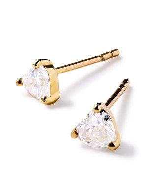 Solid Yellow Gold Lab-Grown Diamond Heart Studs