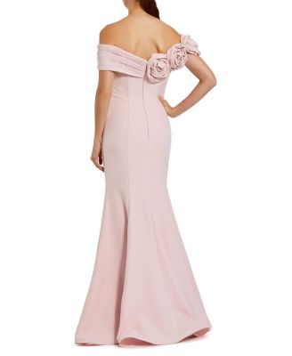 Off The Shoulder Crepe Mermaid Gown