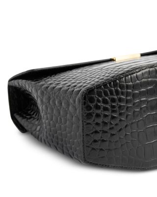 Black Croco Embossed Leather Box Bag