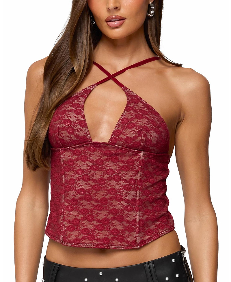 Edikted Tyra Crisscross Lace Boned Top
