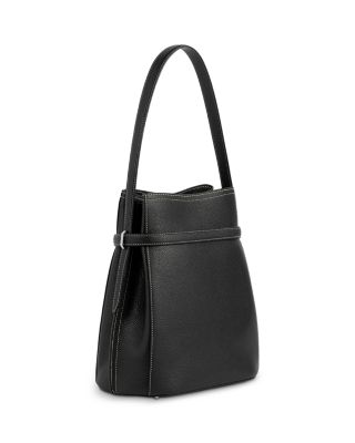 Belted Leather Bucket Bag