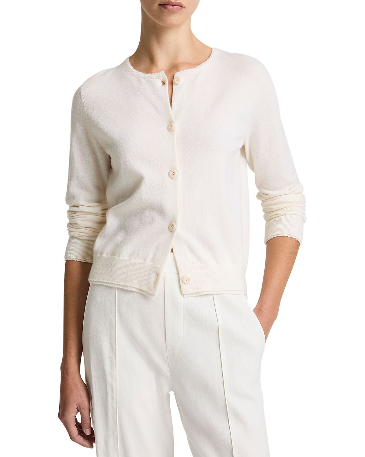 Vince Scallop Trim Cardigan Sweater