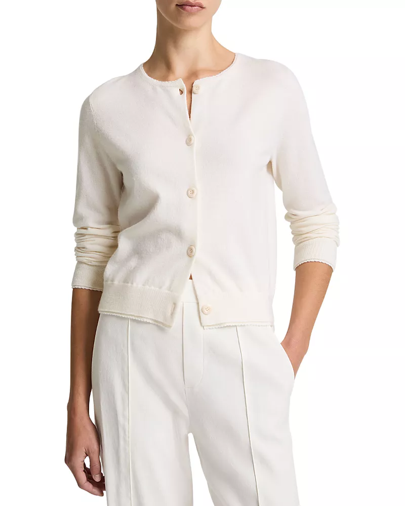 Vince Scallop Trim Cardigan Sweater