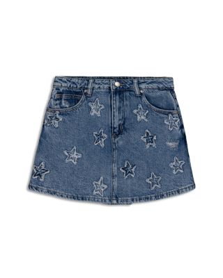 Girls' Mina Mini Denim Skort With Star Appliqu&eacute;s - Big Kid