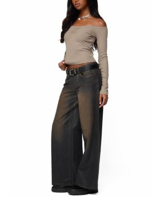 Cambria Ribbed Off Shoulder Top