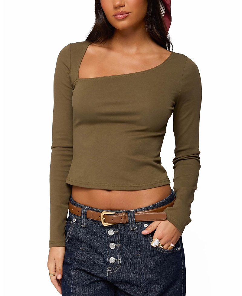 Edikted Rion Asymmetric Long Sleeve Top