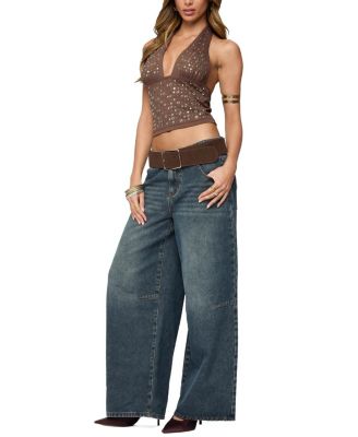 Santi Low Rise Wide Leg Dark Rinse Wash Jeans