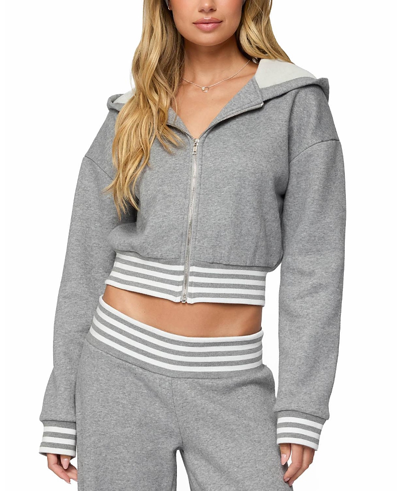 Edikted Eloura Stripey Zip Up Hoodie