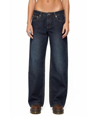  Raelynn Dark Rinse Washed Low Rise Baggy Jeans