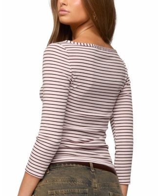 Avigyle Striped Boat Neck Top