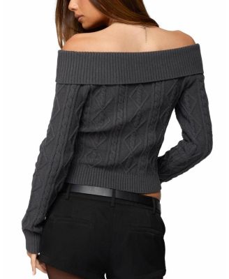 Leta Off Shoulder Cable Knit Sweater
