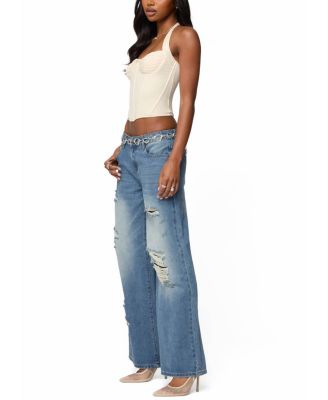 Frye Distressed Low Rise Baggy Jeans