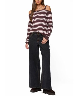 Shyla Off Shoulder Striped Knit Top