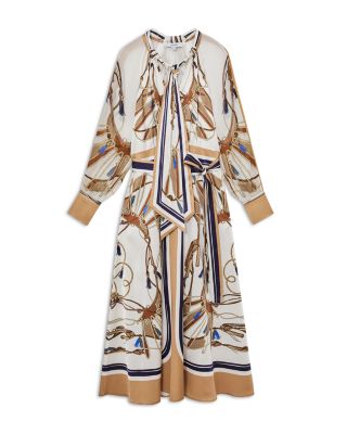 Ellie Placement Scarf Print Midi Dress