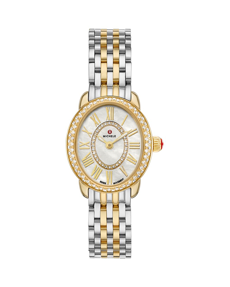 Michele Serein Oval Diamond Two Tone 18K Gold-Plated Watch, 24mm x 27mm