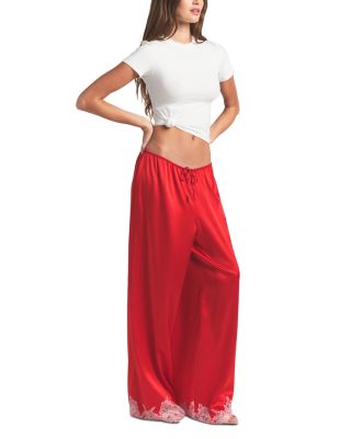 Silk Blend Lace Hem Pants