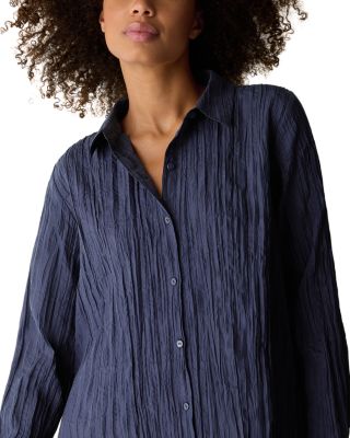 Classic Collar Pleated Silk Shirt