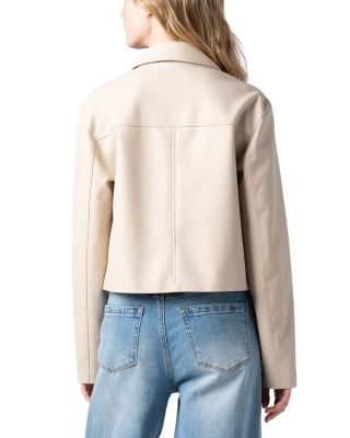 Faux Leather Button Front Jacket