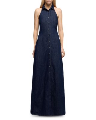 Denim Halter Maxi Dress
