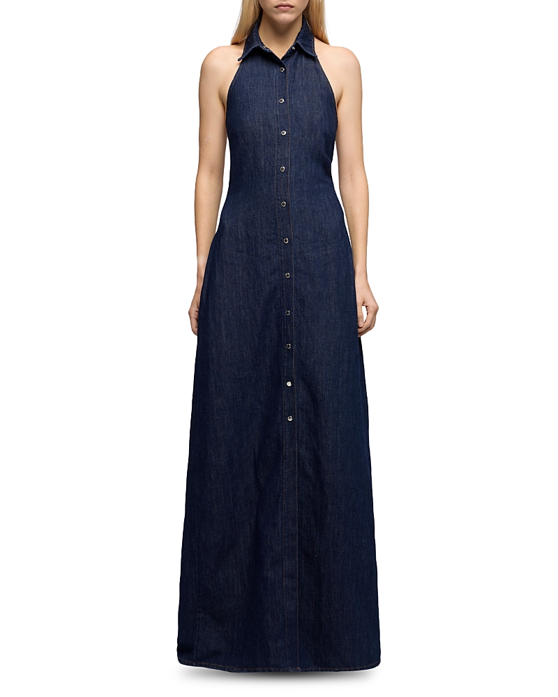 7 For All Mankind Denim Halter Maxi Dress