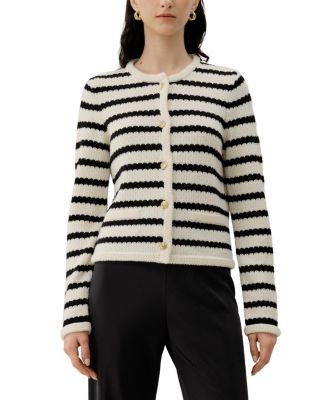  Stripped Crochet Washable-Wool Cardigan