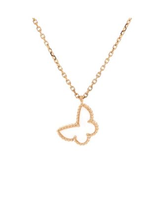 Sweet Alhambra Butterfly Pendant Necklace 18K Gold and Mother of Pearl 15.75"