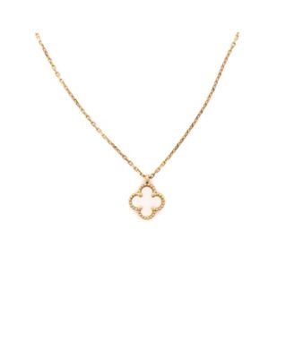 Sweet Alhambra Pendant Necklace 18K Gold and Mother of Pearl 16.25"