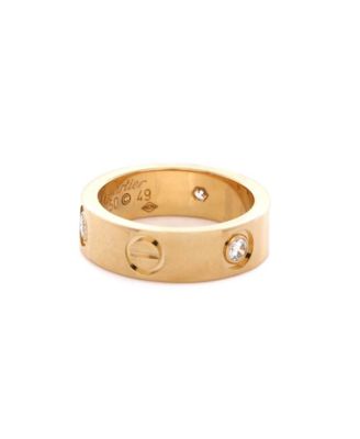  Love 3 Diamonds Band Ring 18K Gold with Diamonds