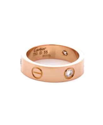  Love 3 Diamonds Band Ring 18K Rose Gold with Diamonds