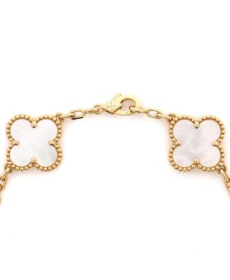  Vintage Alhambra 5 Motifs Bracelet 18K Gold and Mother of Pearl