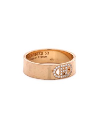 Small H d'Ancre Ring 18K Rose Gold and Diamonds