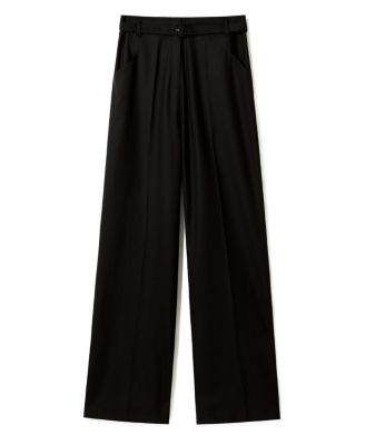  Silk Wool High-Waisted Wide-Leg Pant