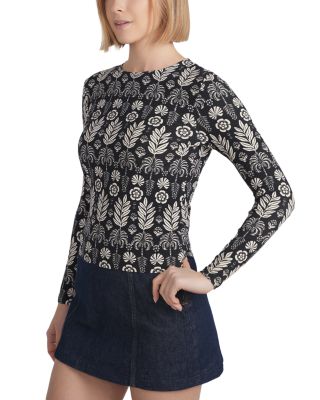 Embroidered Bird Print Top