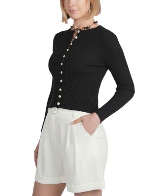 Ribbed Knit Cardigan Sweater 