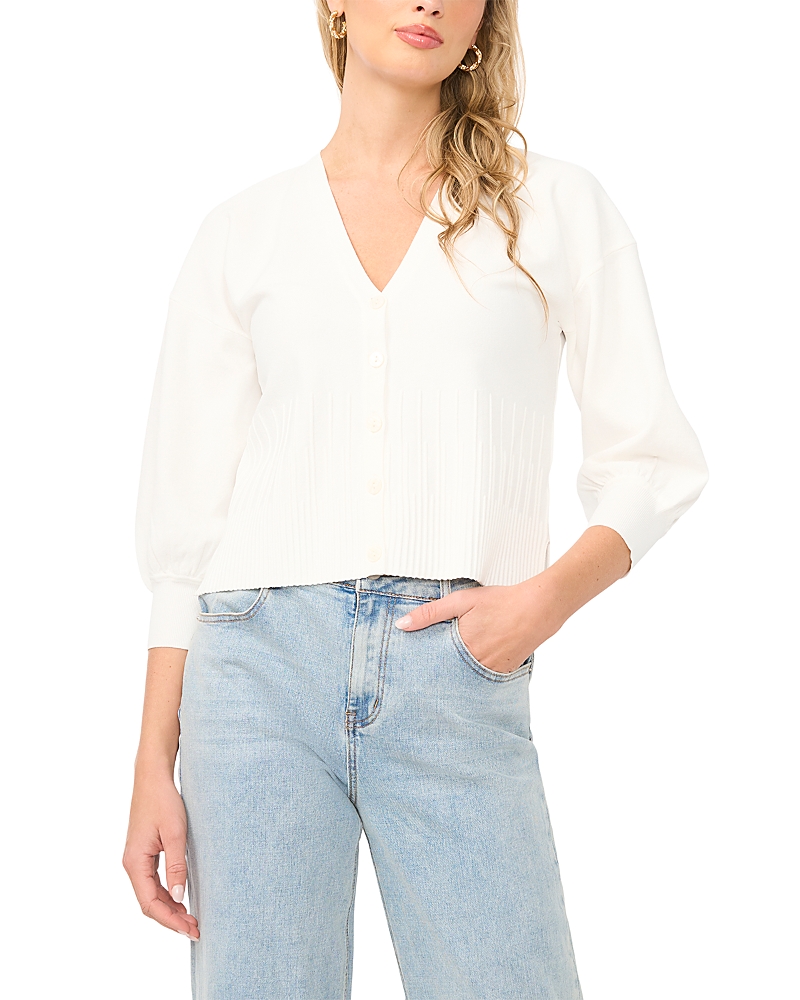1.state Ribbed Hem Cardigan In White