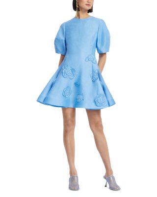 Simona Linen Blend Appliqu&eacute; Mini Dress