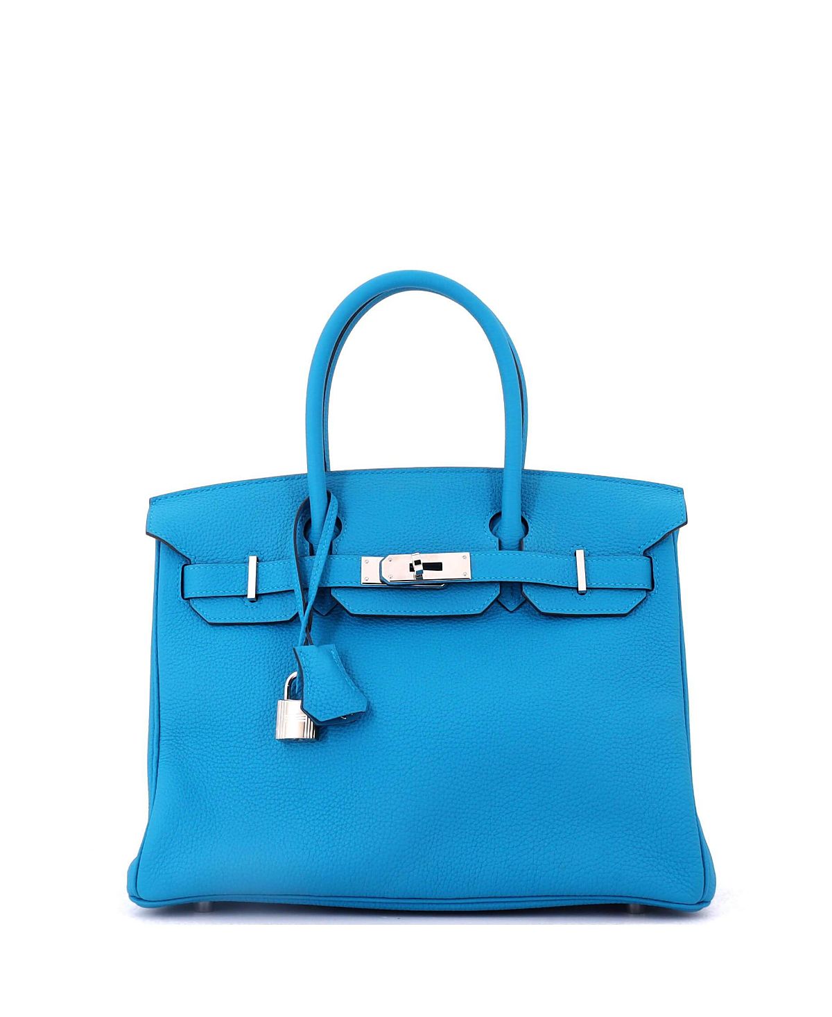 Pre-Owned HERMES Birkin 30 Handbag Blue Togo with Palladium Hardware