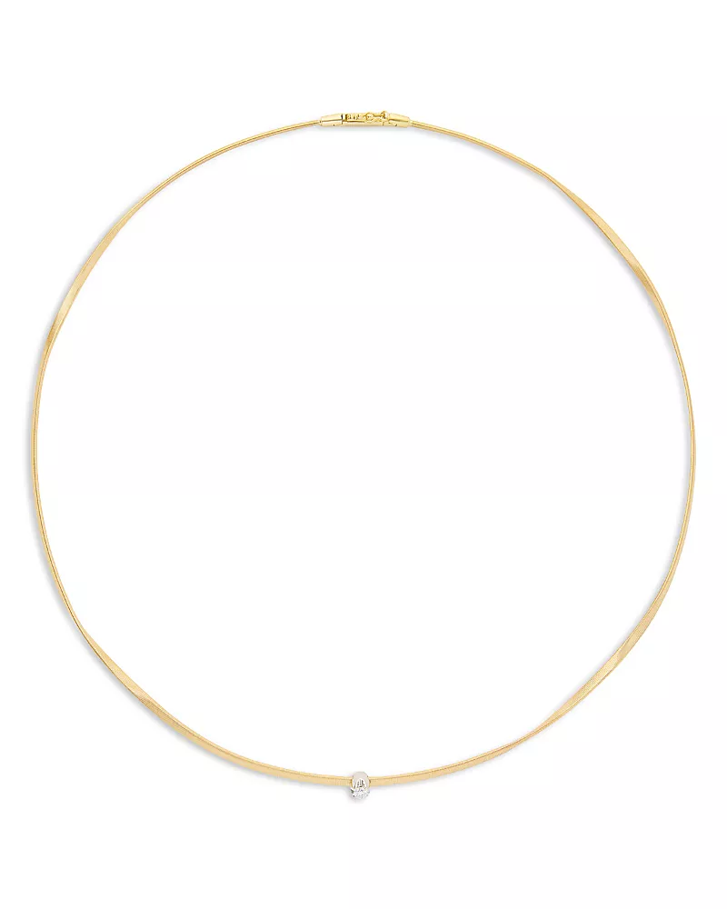 Marco Bicego 18K White & Yellow Gold Marrakech Diamond Solitaire Collar Necklace, 16.5