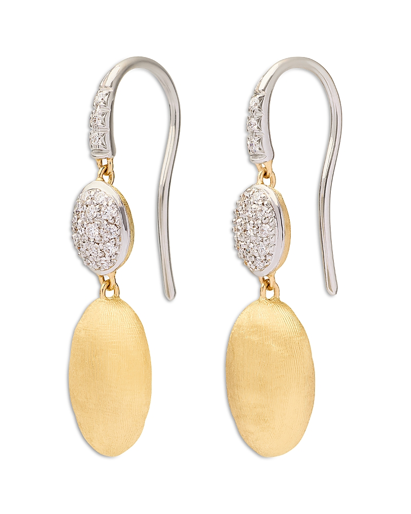 Marco Bicego 18K White & Yellow Gold Siviglia Diamond & Textured Disc Drop Earrings