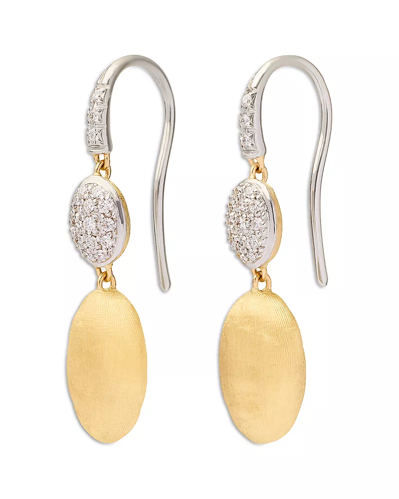 Marco Bicego 18K White & Yellow Gold Siviglia Diamond & Textured Disc Drop Earrings